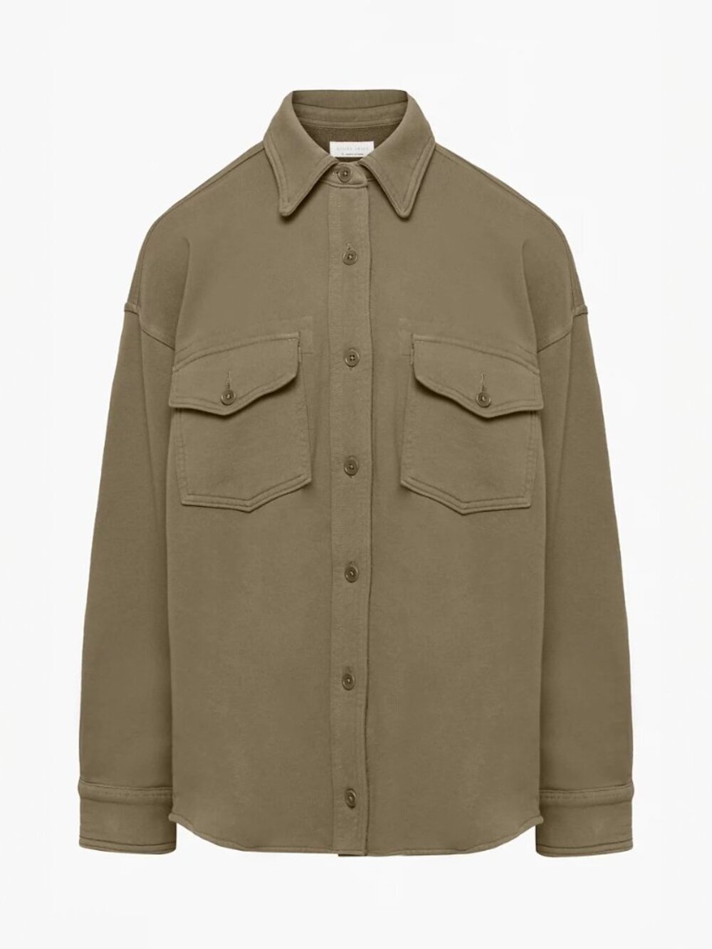 Aritzia Busy Shirt Jacket Shacket Organic Cotton French Terry Olive Green